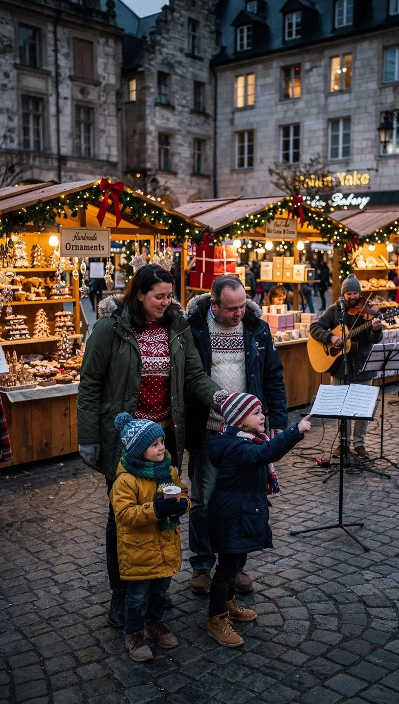 Rodzina spacerująca po malowniczym szlaku, z wózkiem dla dziecka.